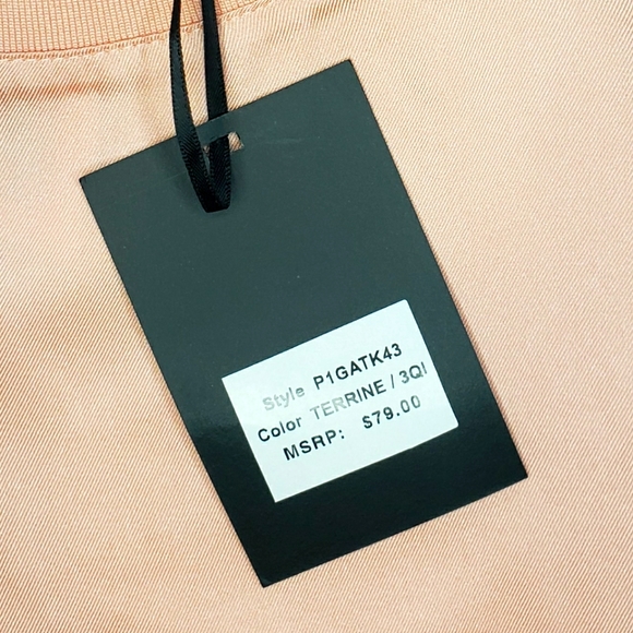 DKNY Peach Satin Ruched Short Sleeve Top--NWT--XL - Picture 4 of 14